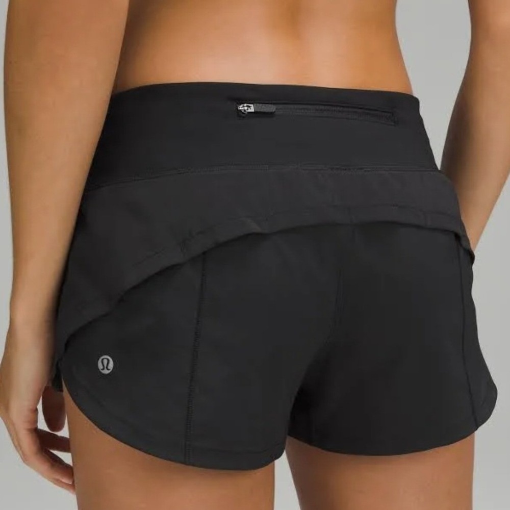 Lululemon Womens 4 Speed Up Shorts Black Low-Rise Lined 2.5 Running Athletic